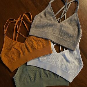 Aerie Stylish Women's Ribbed Bralette Set - Gray, Orange, Blue, Green